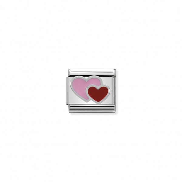 Nomination Silver Pink and Red Double Heart Composable Charm